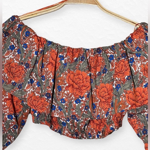 Zara off the shoulder floral crop top - Picture 6 of 8